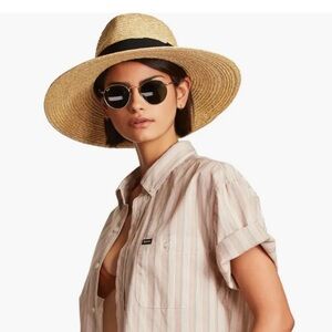 Brixton Joanna Hat Honey Tan Size Small -7 Black Ribbon Trim